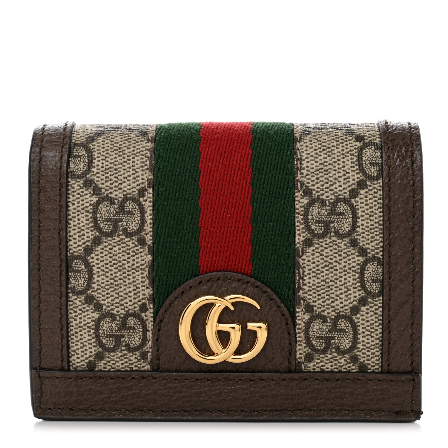 Gucci GG Supreme Monogram Web Ophidia Card Case Beige New Acero 1 of 8