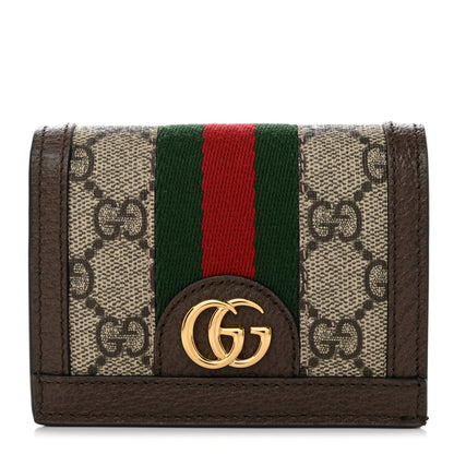 Gucci GG Supreme Monogram Web Ophidia Card Case Beige New Acero 1 of 8