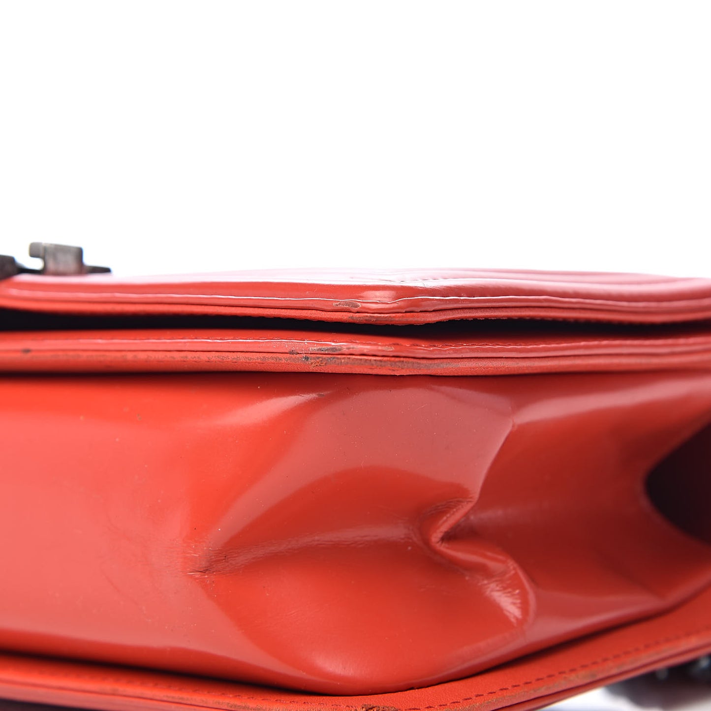 Glazed Calfskin Medium Boy Flap Red