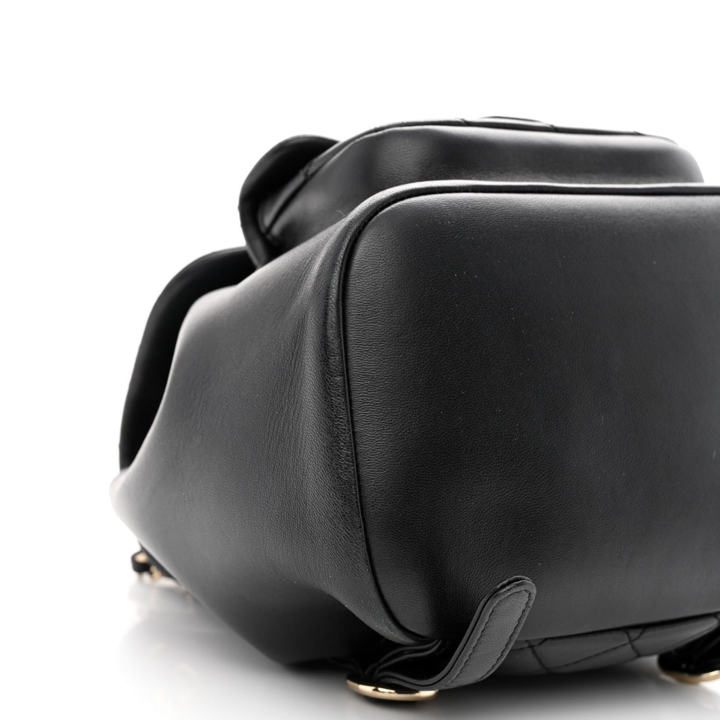 Lambskin Quilted Small Duma Drawstring Backpack Black