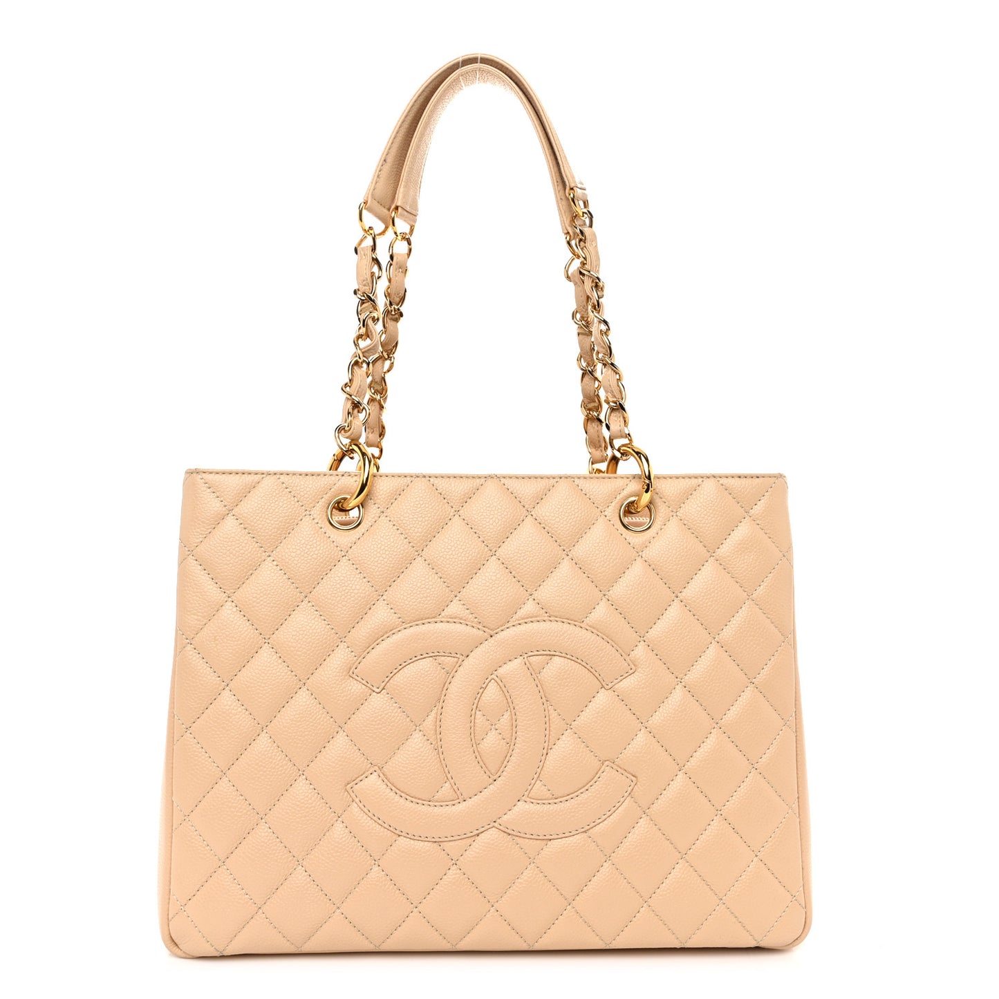 Caviar Quilted Grand Shopping Tote GST Beige