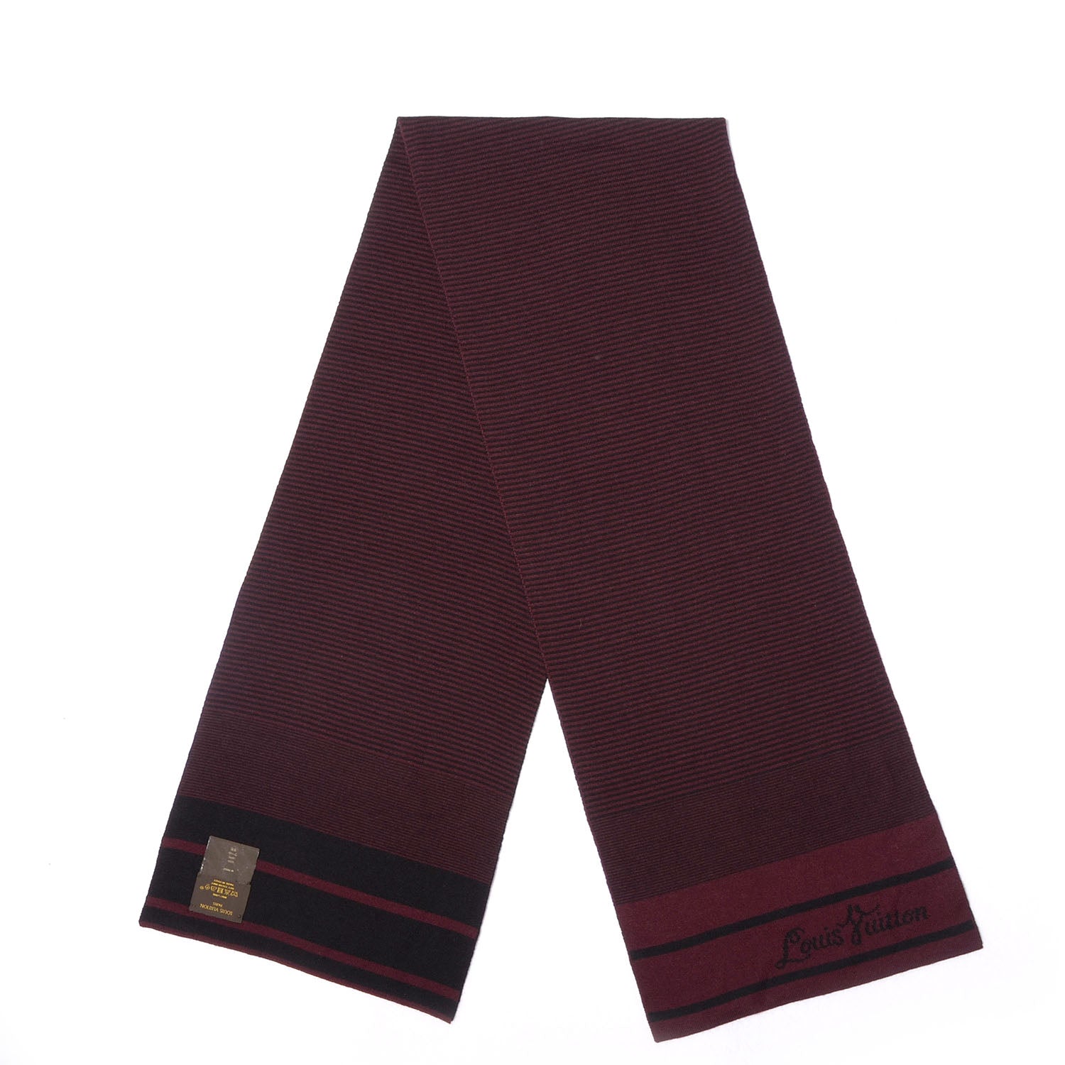 Louis Vuitton Wool Multistripe Scarf Burgundy 1 of 5