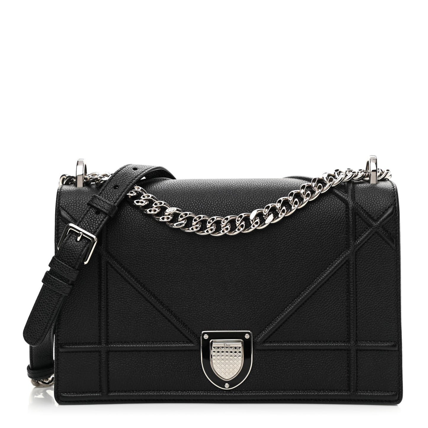 Grained Calfskin Medium Diorama Flap Bag Black