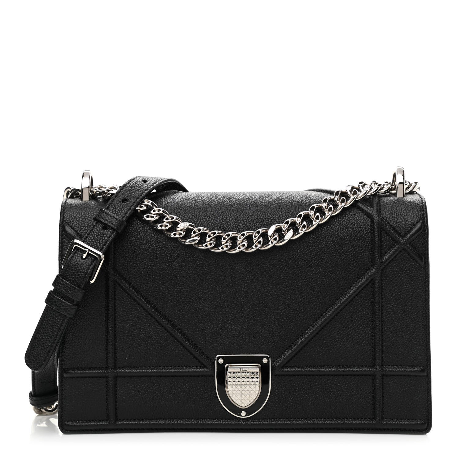 Christian Dior Grained Calfskin Medium Diorama Flap Bag Black 1 of 9