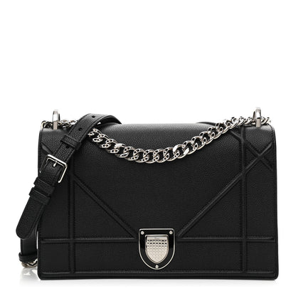 Christian Dior Grained Calfskin Medium Diorama Flap Bag Black 1 of 9