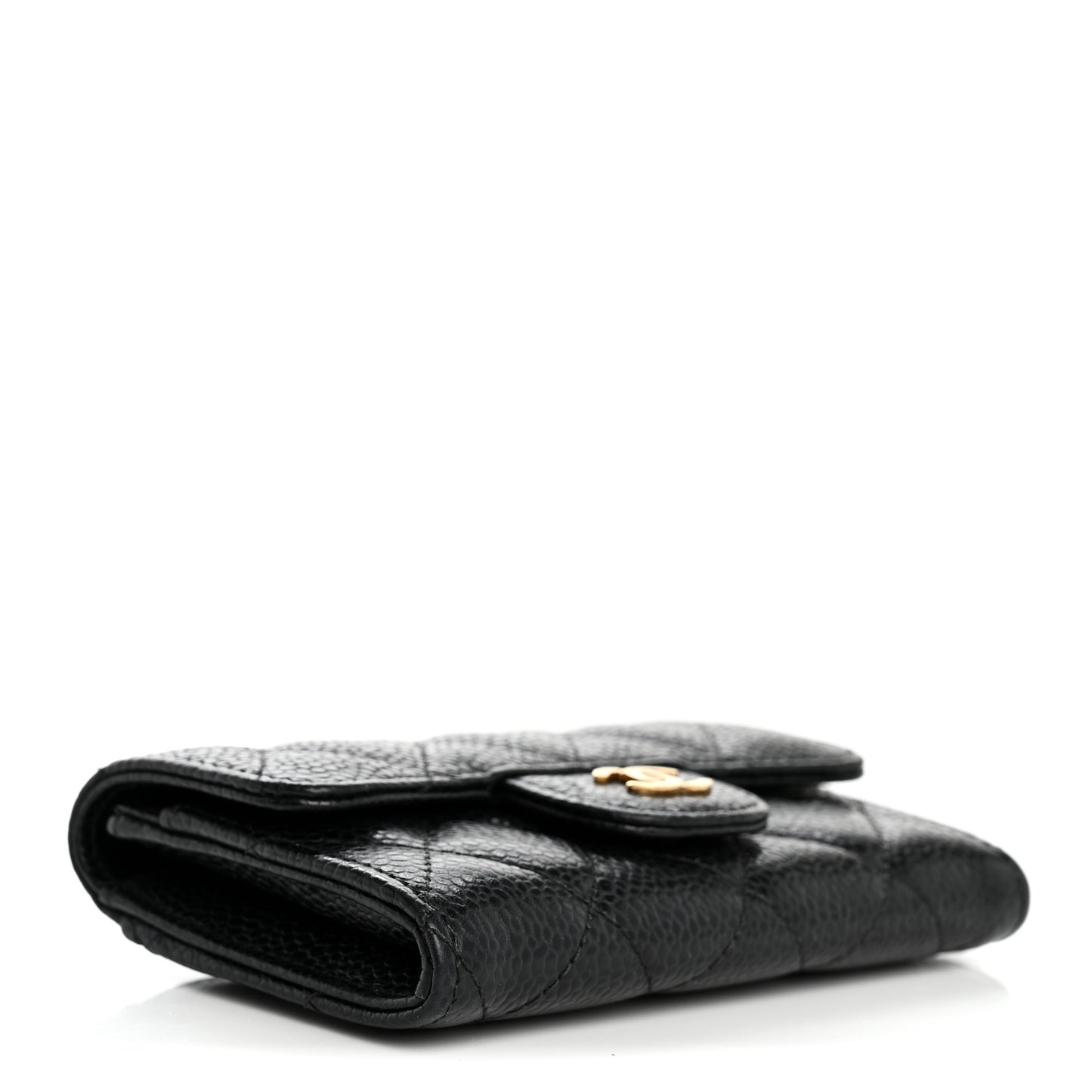 Caviar Quilted Flap Card Holder Black