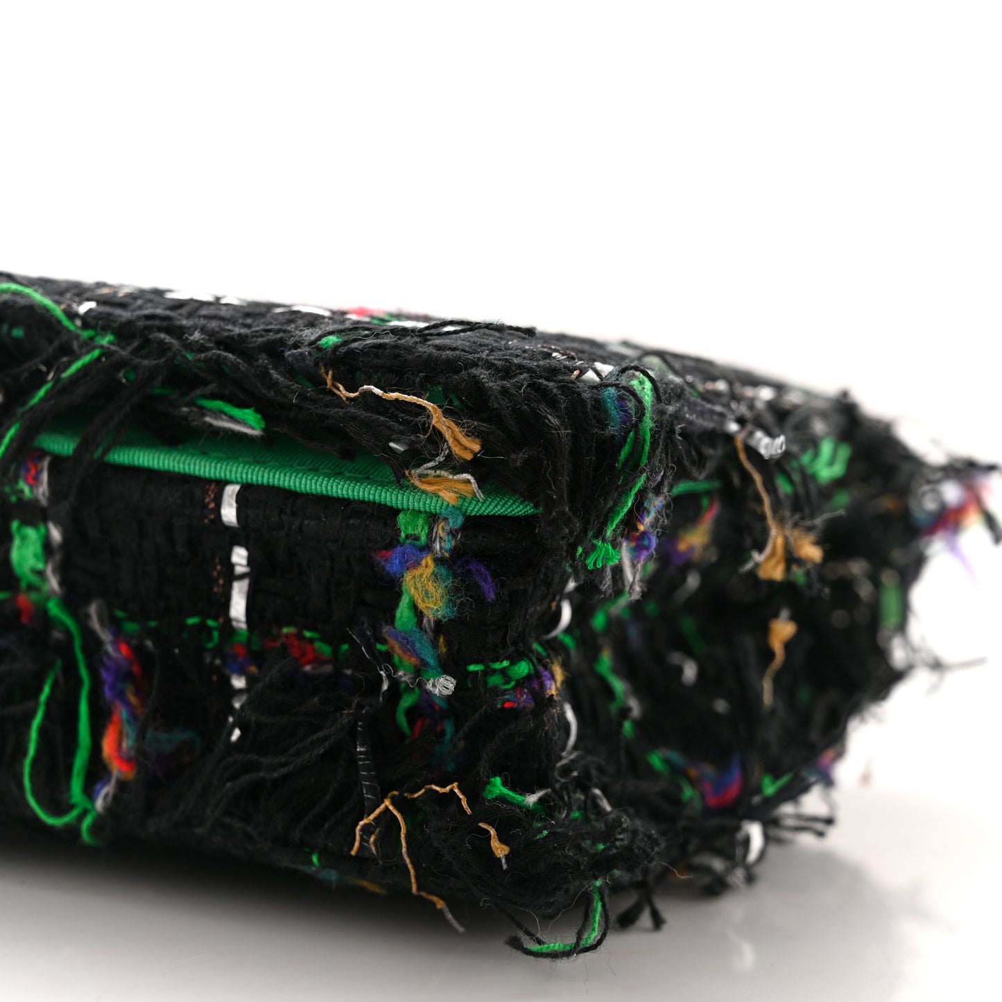 Tweed Fringe Wallet On Chain WOC Black Green