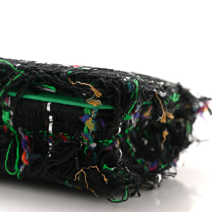 Chanel Tweed Fringe Wallet On Chain WOC Black Green 10 of 10