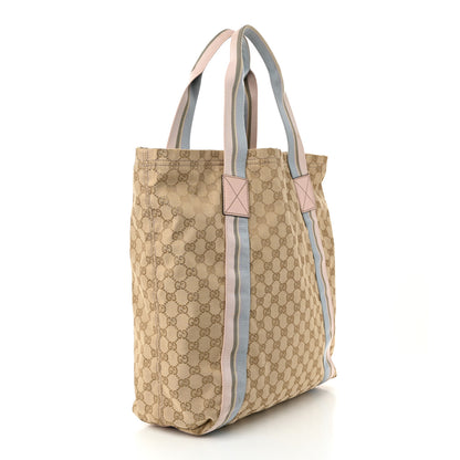 Gucci GG Monogram Medium Web Handle Vertical Tote Pink Blue 3 of 11