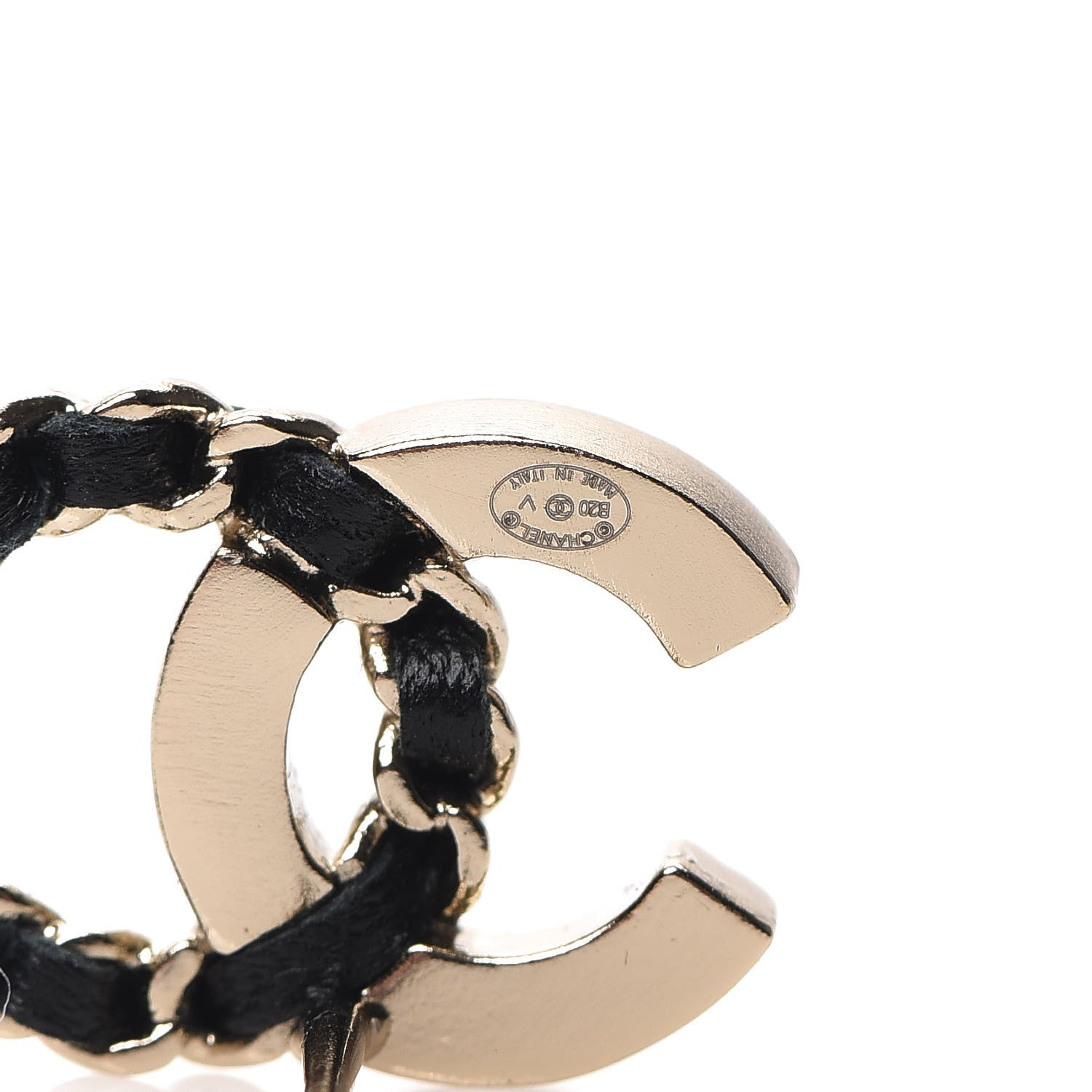 Chanel Crystal Baguette Lambskin Chain CC Vintage Allure Stud Earrings Black Gold 4 of 5