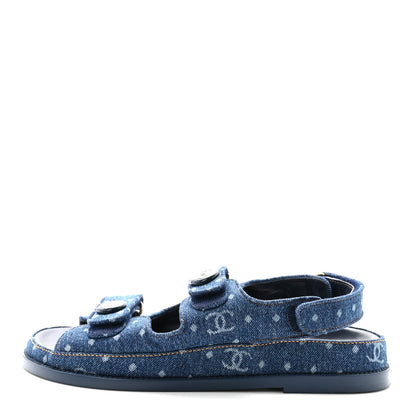 Chanel Printed Denim CC Dad Sandals 40 Dark Blue 1 of 10