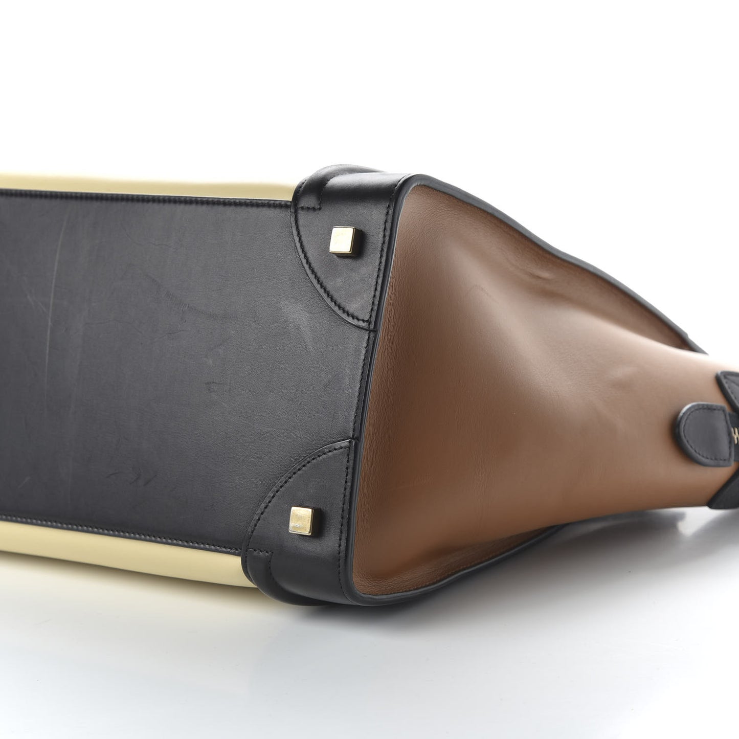 Satin Calfskin Mini Tri-Color Luggage Seashell