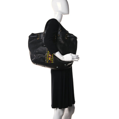 Valentino Garavani Grained Calfskin Jamaica Beaded My Rockstud Tote Black 2 of 15