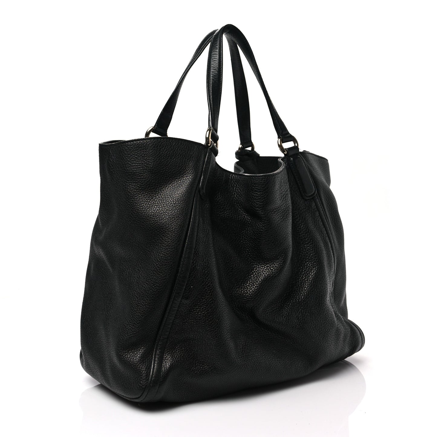 Pebbled Calfskin Medium Soho Shoulder Bag Black