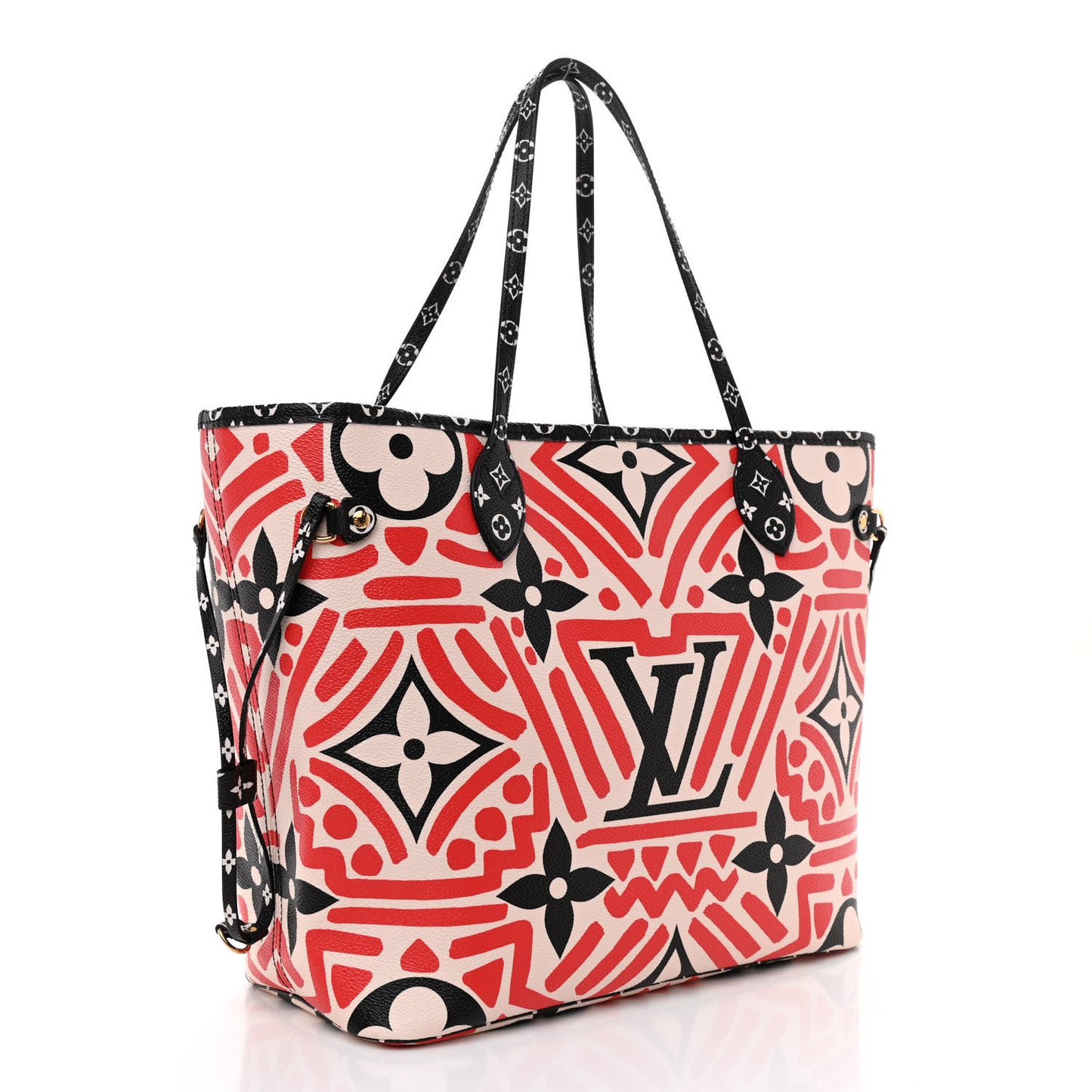 Monogram Giant Crafty Neverfull MM Creme Rouge Black