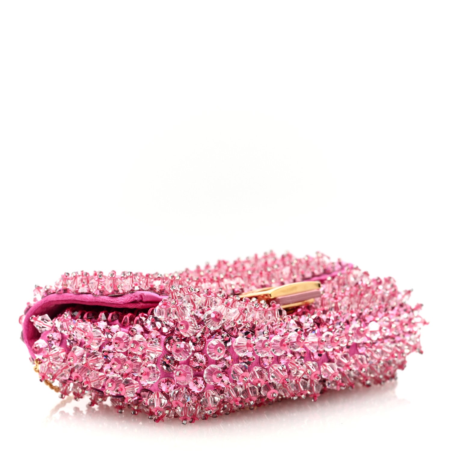 Fendi Satin Crystal Beaded Nano Baguette Charm Orchidea 4 of 10