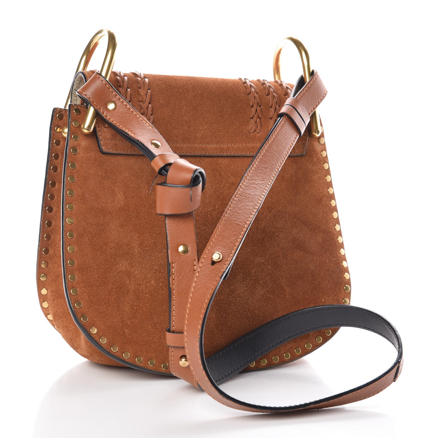 Suede Braided Small Hudson Shoulder Bag Caramel