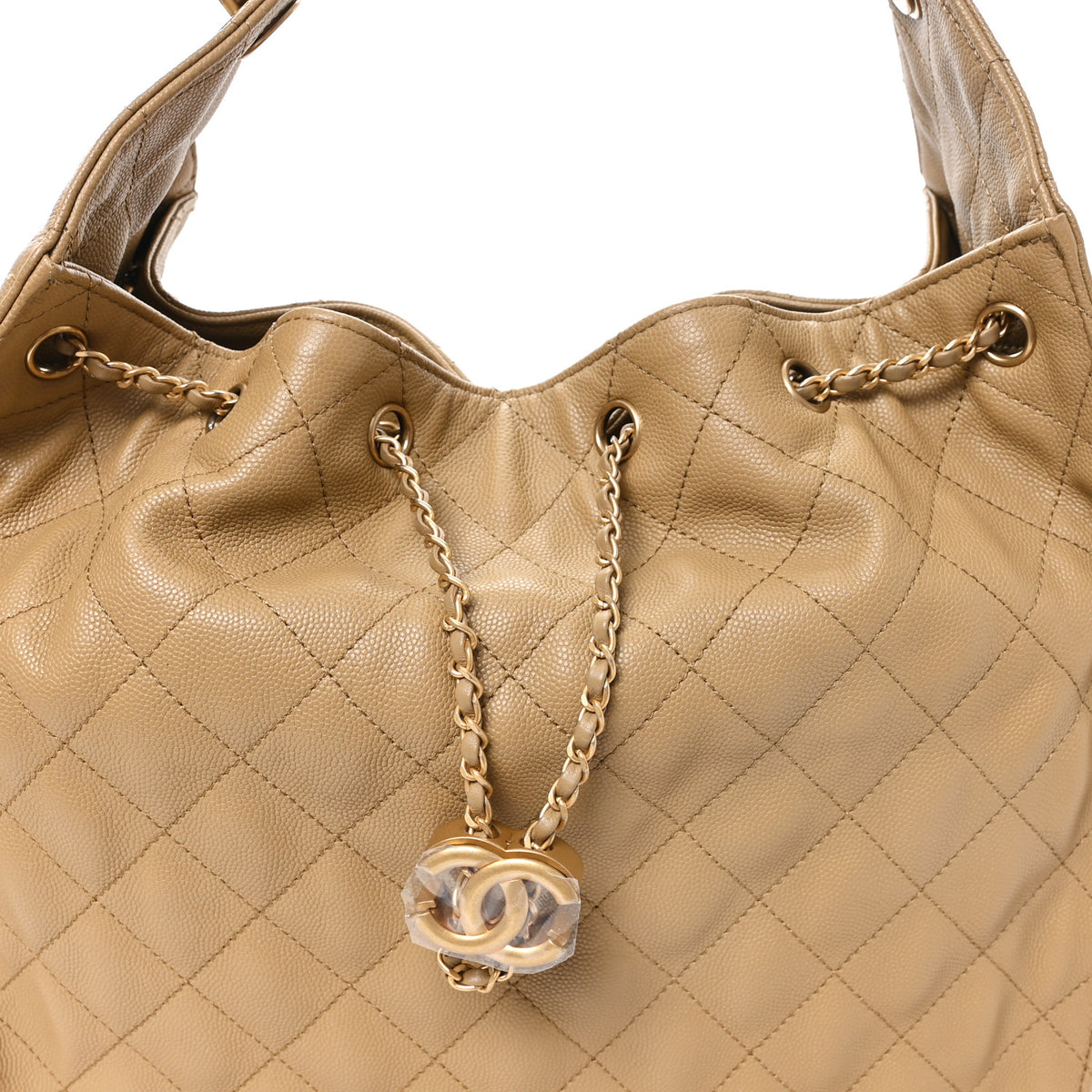 Caviar Quilted Medium Chanel 25 Handbag Dark Beige