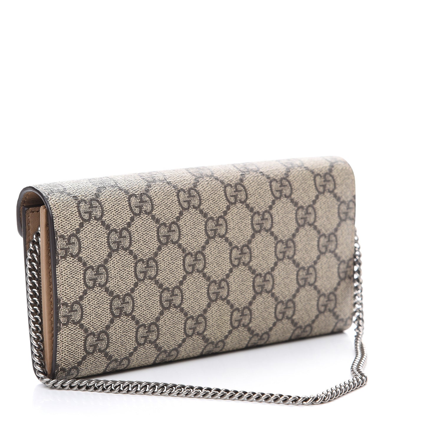 GG Supreme Monogram Dionysus Chain Clutch Wallet Beige Taupe