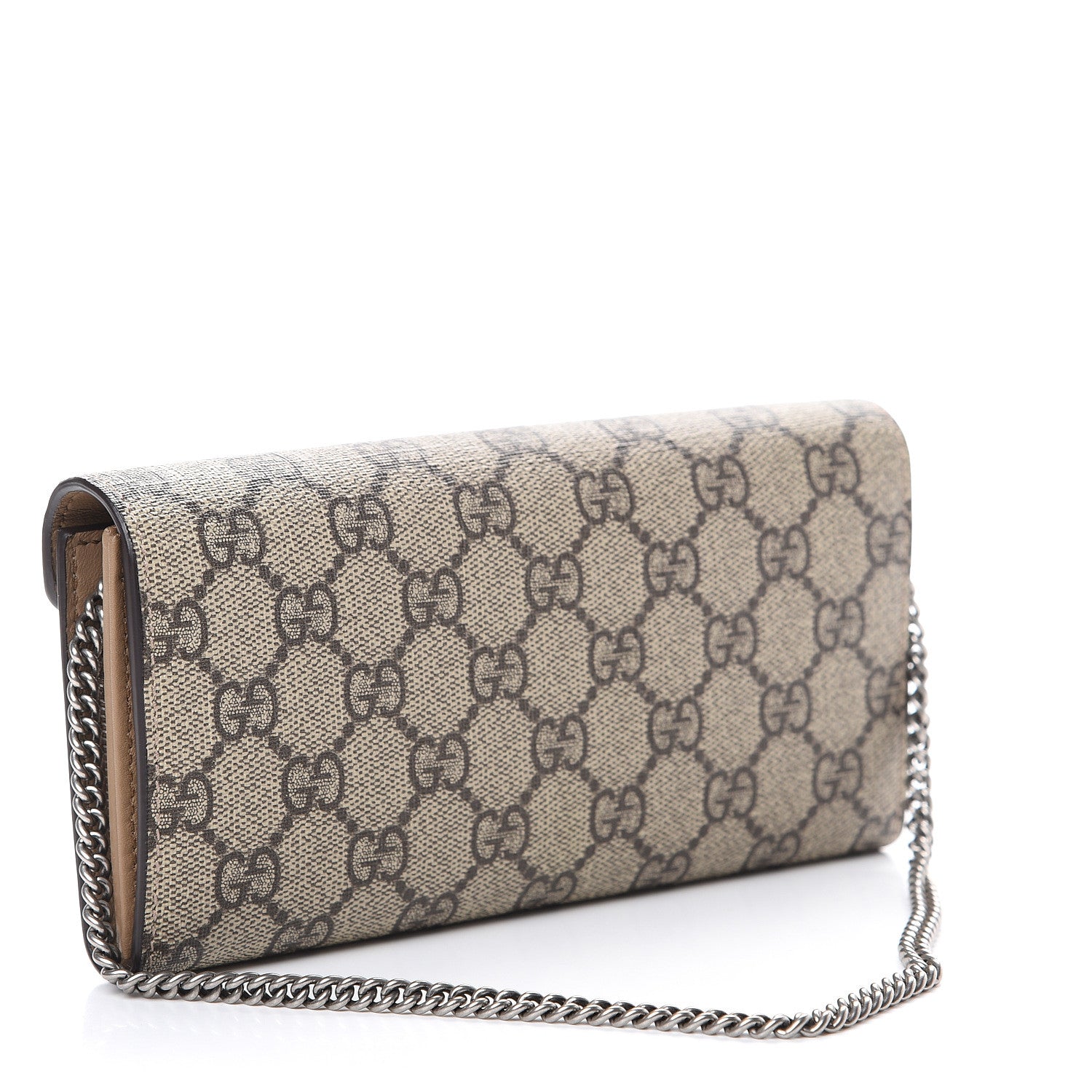 Gucci GG Supreme Monogram Dionysus Chain Clutch Wallet Beige Taupe 2 of 11