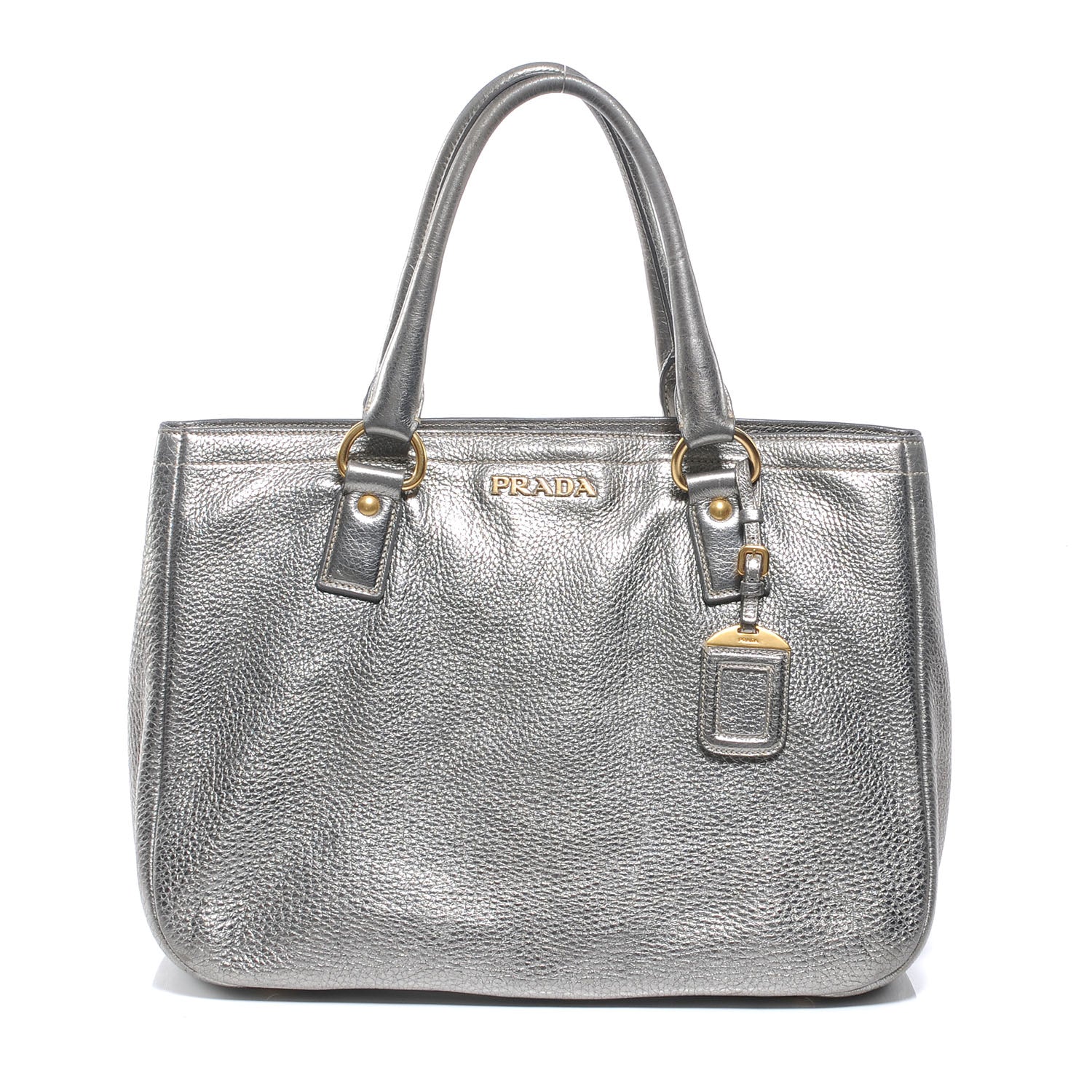 Prada Vitello Daino Shopping Tote Acciaio 1 of 7