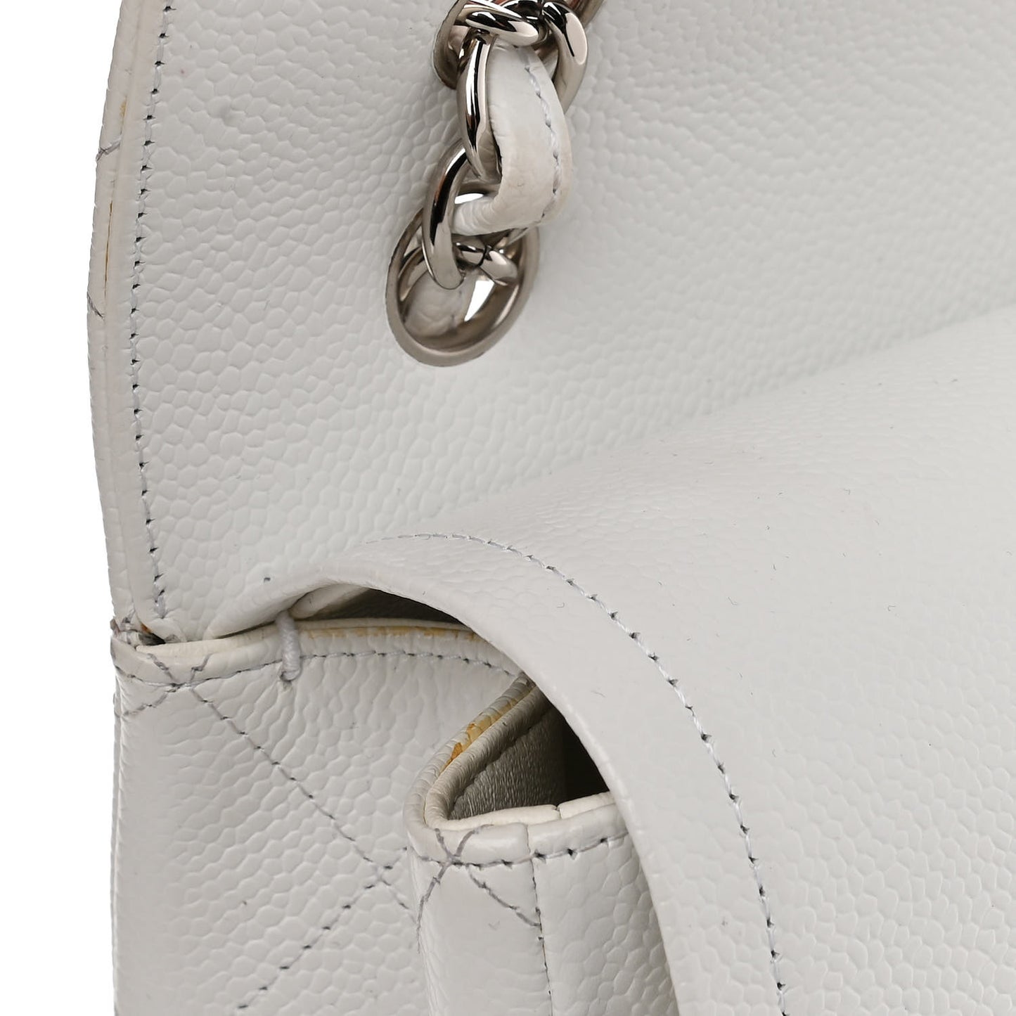 Caviar Quilted Maxi Double Flap White