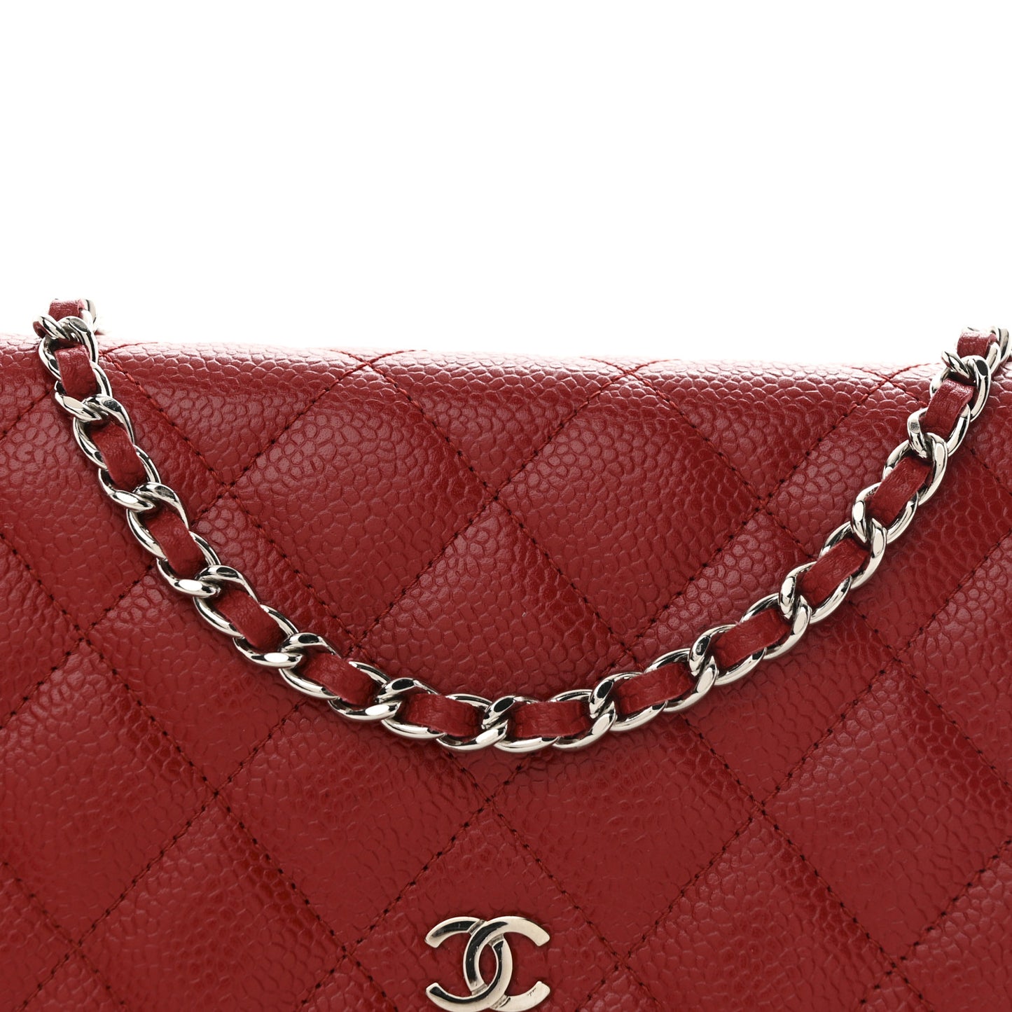 Caviar Quilted Wallet On Chain WOC Red