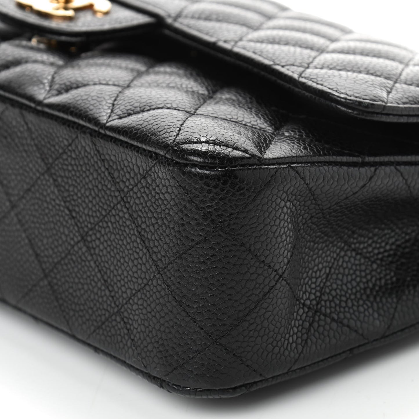 Caviar Quilted Medium Double Flap Black
