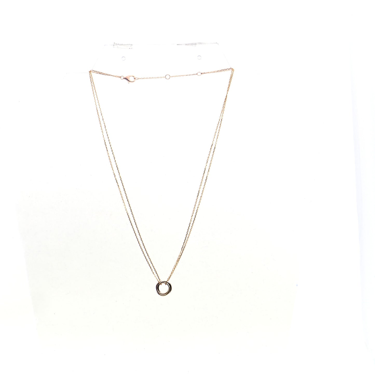 18K Pink Yellow White Gold Trinity Double Chain Pendant Necklace