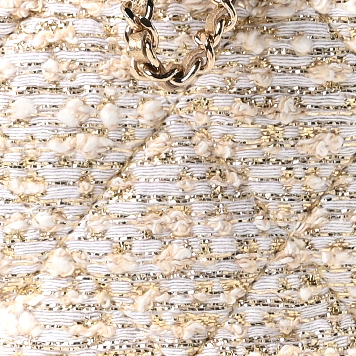 Tweed Mini Bucket Drawstring Bag White Gold