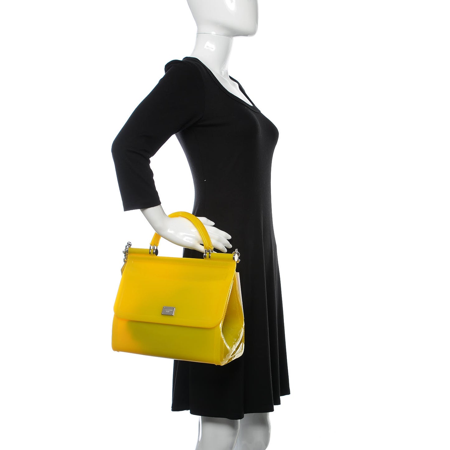 Rubber Semi Transparent Miss Sicily Satchel Yellow