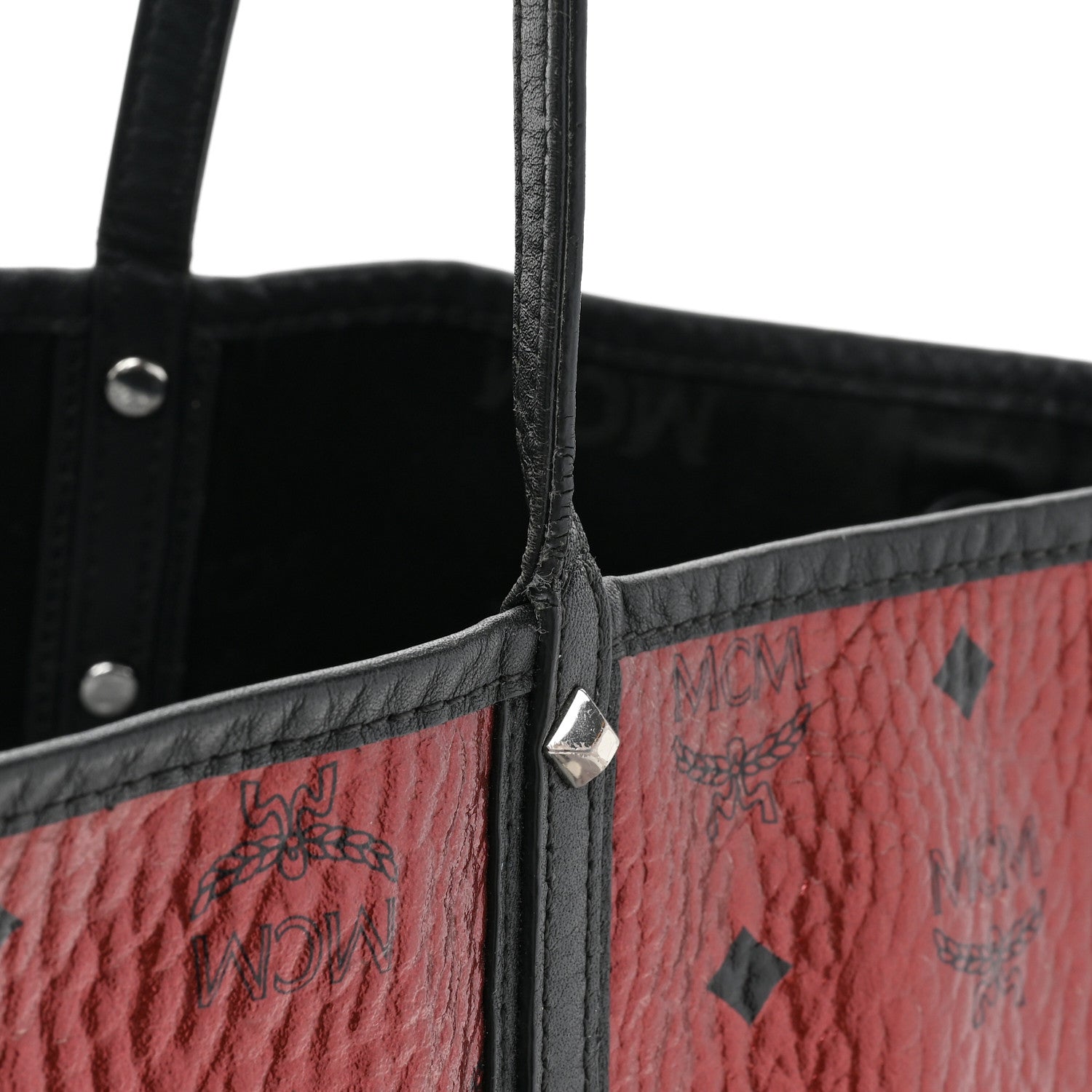 MCM Metallic Visetos Medium Anya Shopper Tote Scooter Red 13 of 15