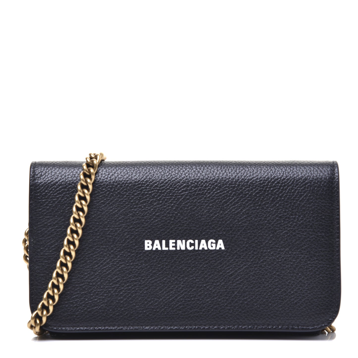 Grained Calfskin Logo Cash Phone Holder Wallet On Chain Black White