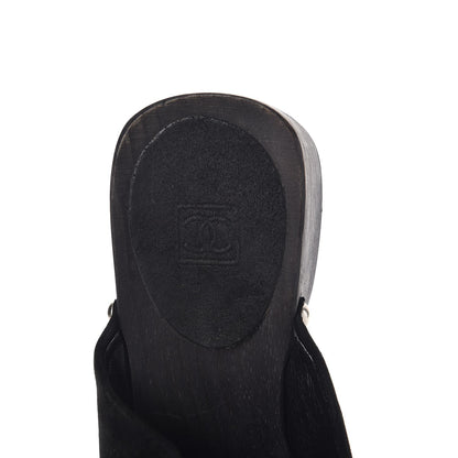Chanel Suede CC Clogs 38 Black 10 of 10