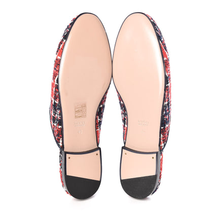 Gucci Tweed Check Womens Princetown Slippers 40 Hibiscus Red Royal Blue 5 of 8