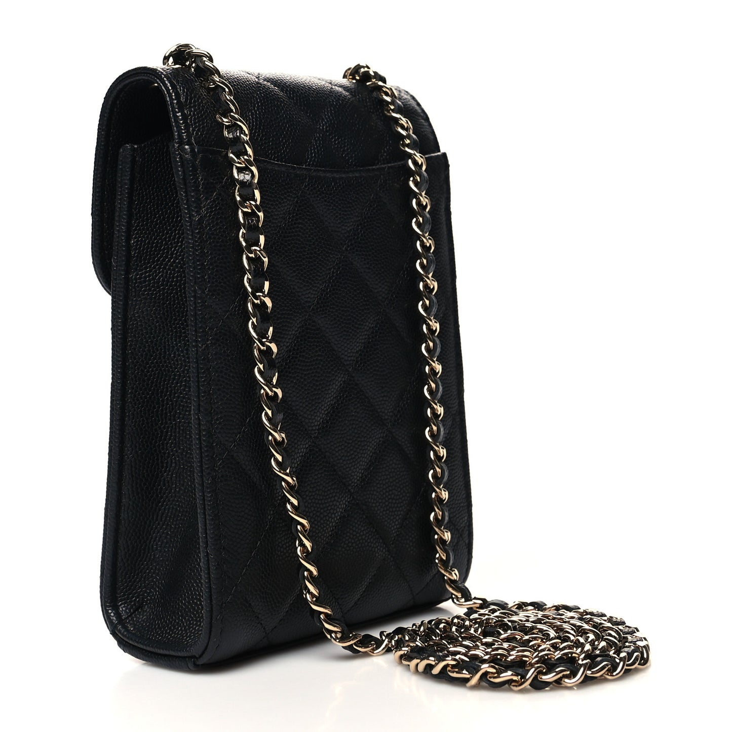 Caviar Quilted Classic Phone Holder Black