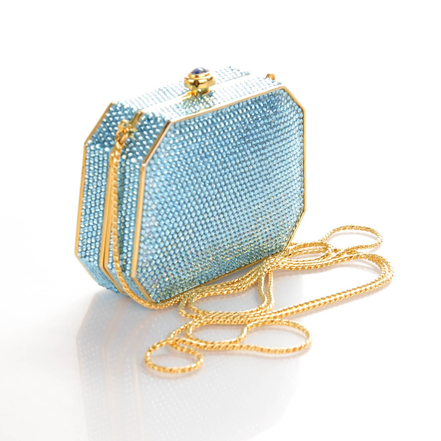 Judith Leiber Swarovski Crystal Minaudière Clutch Blue 3 of 6