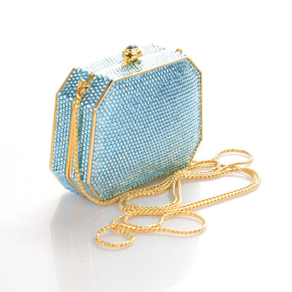 Judith Leiber Swarovski Crystal Minaudière Clutch Blue 3 of 6