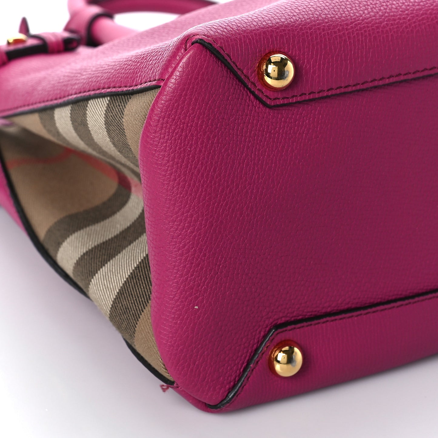 Grainy Calfskin House Check Medium Banner Tote Brilliant Fuchsia