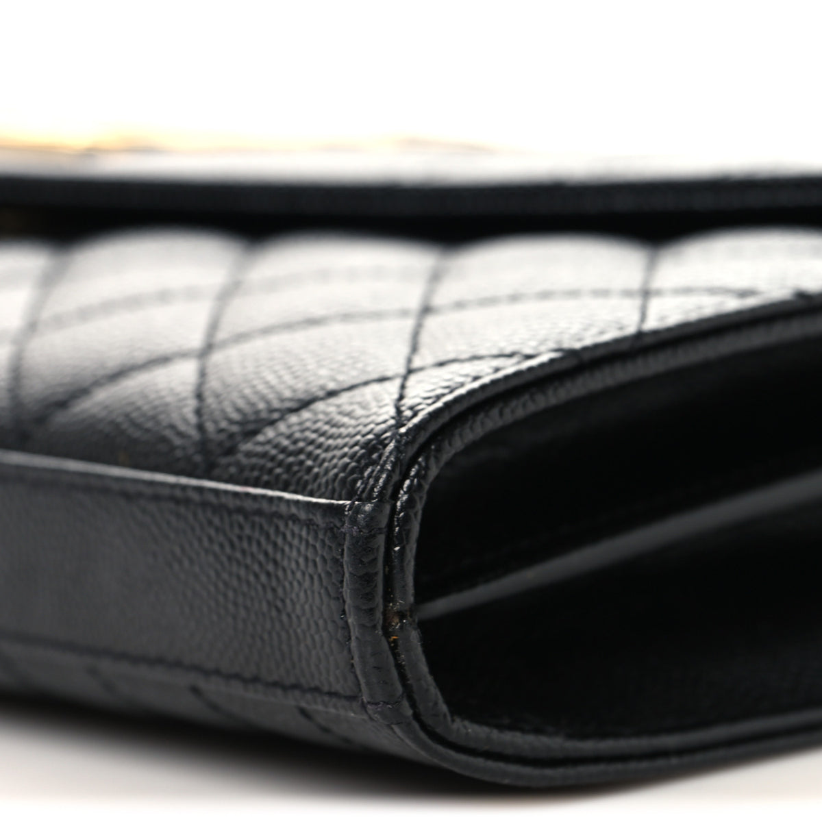 Saint Laurent Grain De Poudre Mixed Matelasse Triquilt Monogram Chain Wallet Black 10 of 10