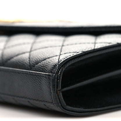 Saint Laurent Grain De Poudre Mixed Matelasse Triquilt Monogram Chain Wallet Black 10 of 10