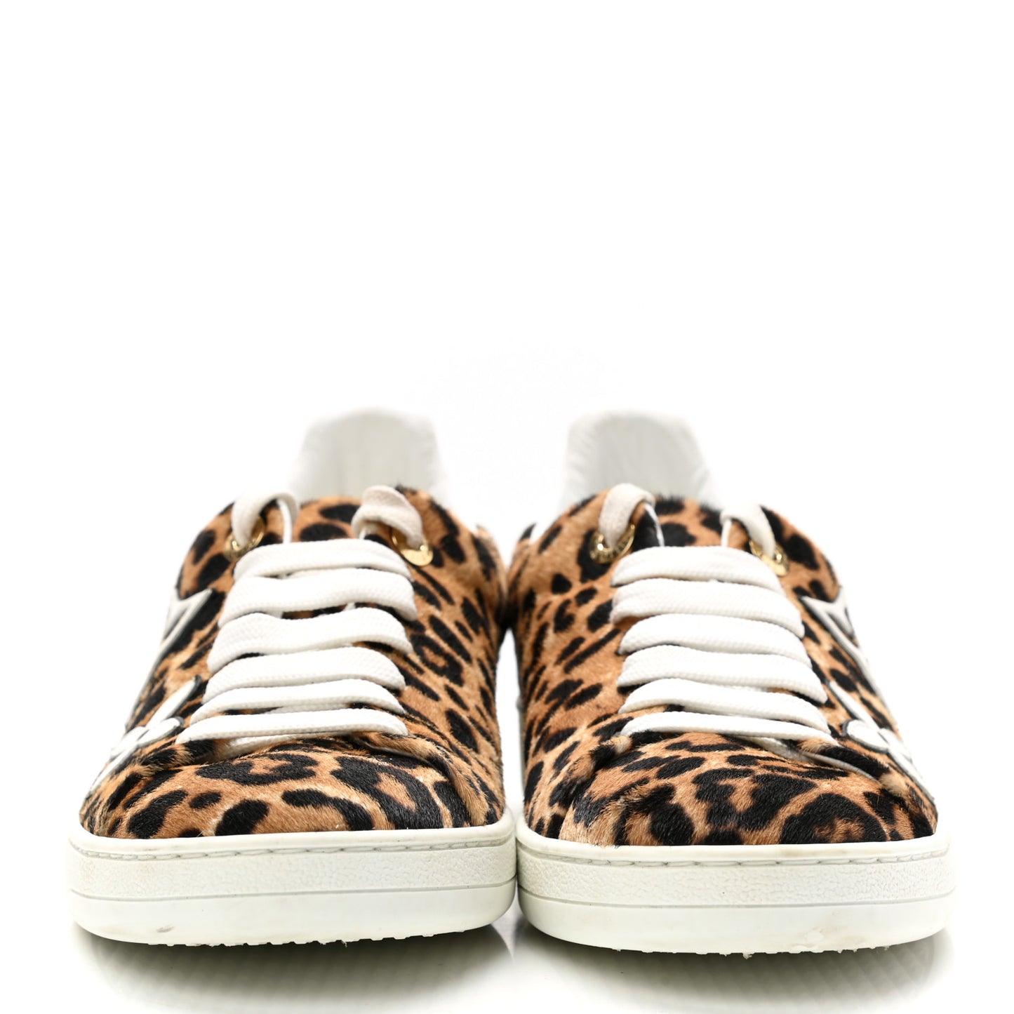 Calfskin Pony Hair Leopard Monogram Frontrow Sneakers 38