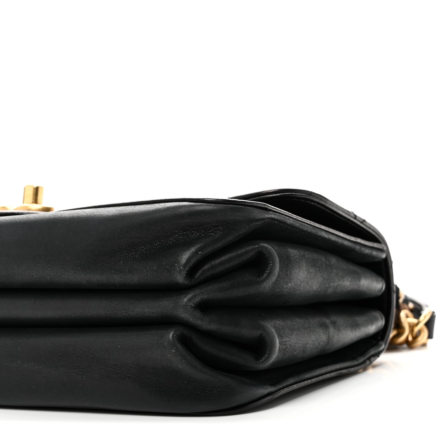 Iridescent Calfskin Quilted Small Straight Lined Flap Black