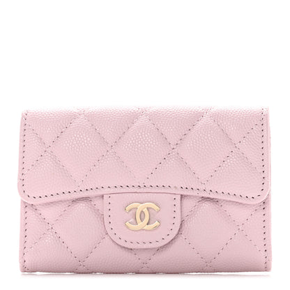 Chanel Caviar Quilted Flap Card Holder Wallet Light Pink 1 of 8