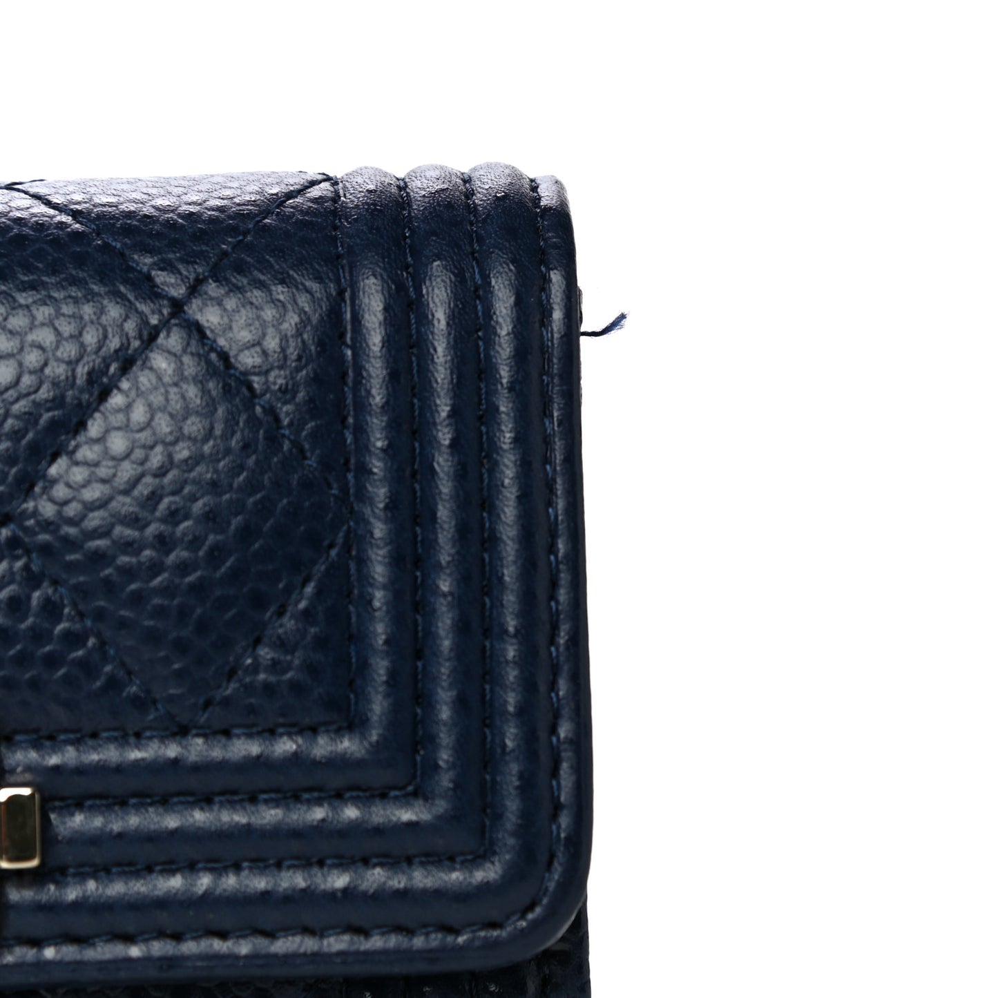 Caviar Quilted Compact Boy Wallet Blue