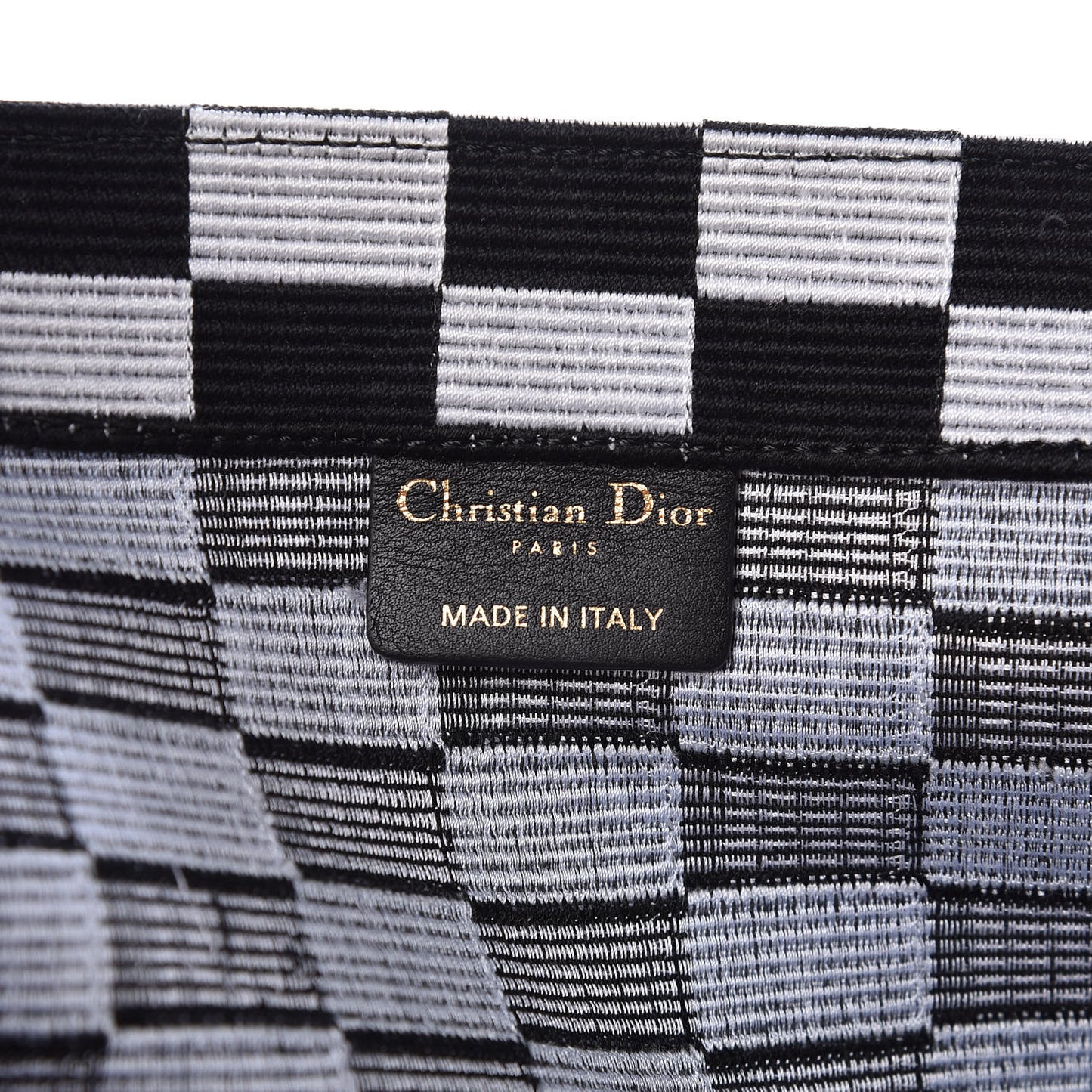 Canvas Embroidered Checkered Book Tote Black White