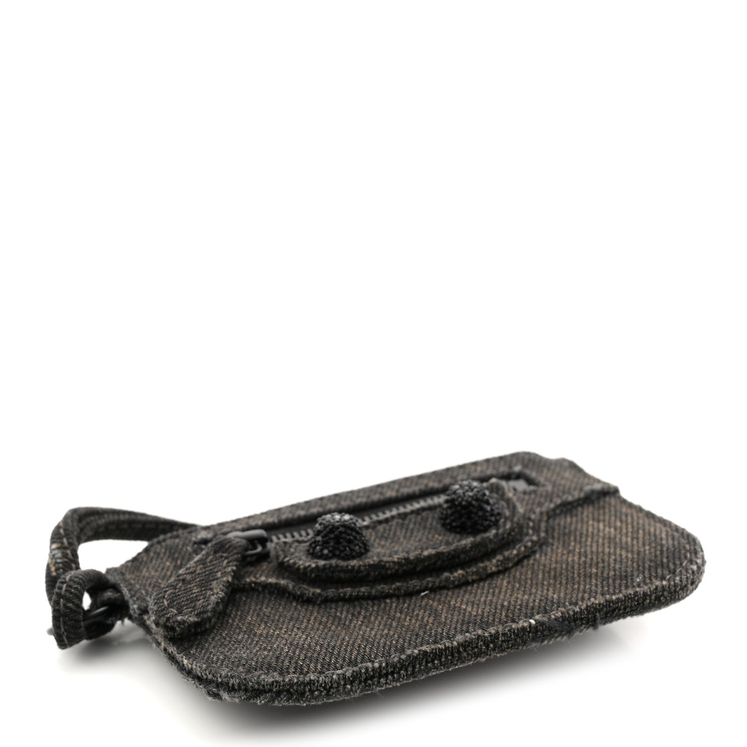 Balenciaga Denim Crystal Coin Purse Black 8 of 16