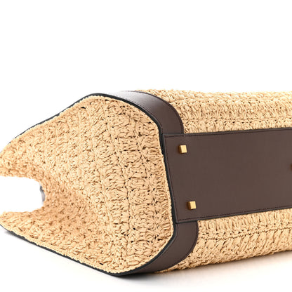 Valentino Garavani Raffia Calfskin Vlogo Tote Naturale Fondant 8 of 9