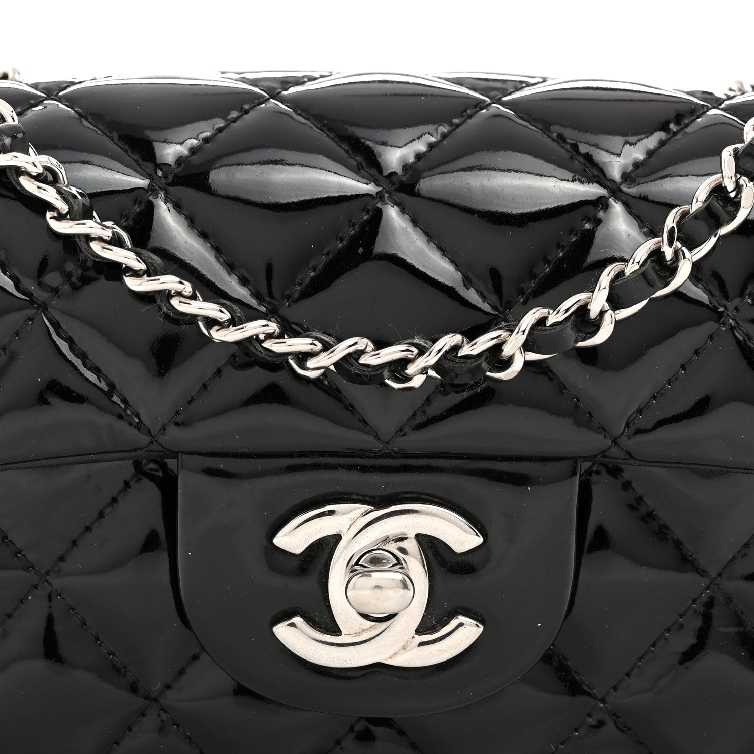 Chanel Patent Calfskin Quilted Extra Mini Rectangular Flap Black 8 of 10