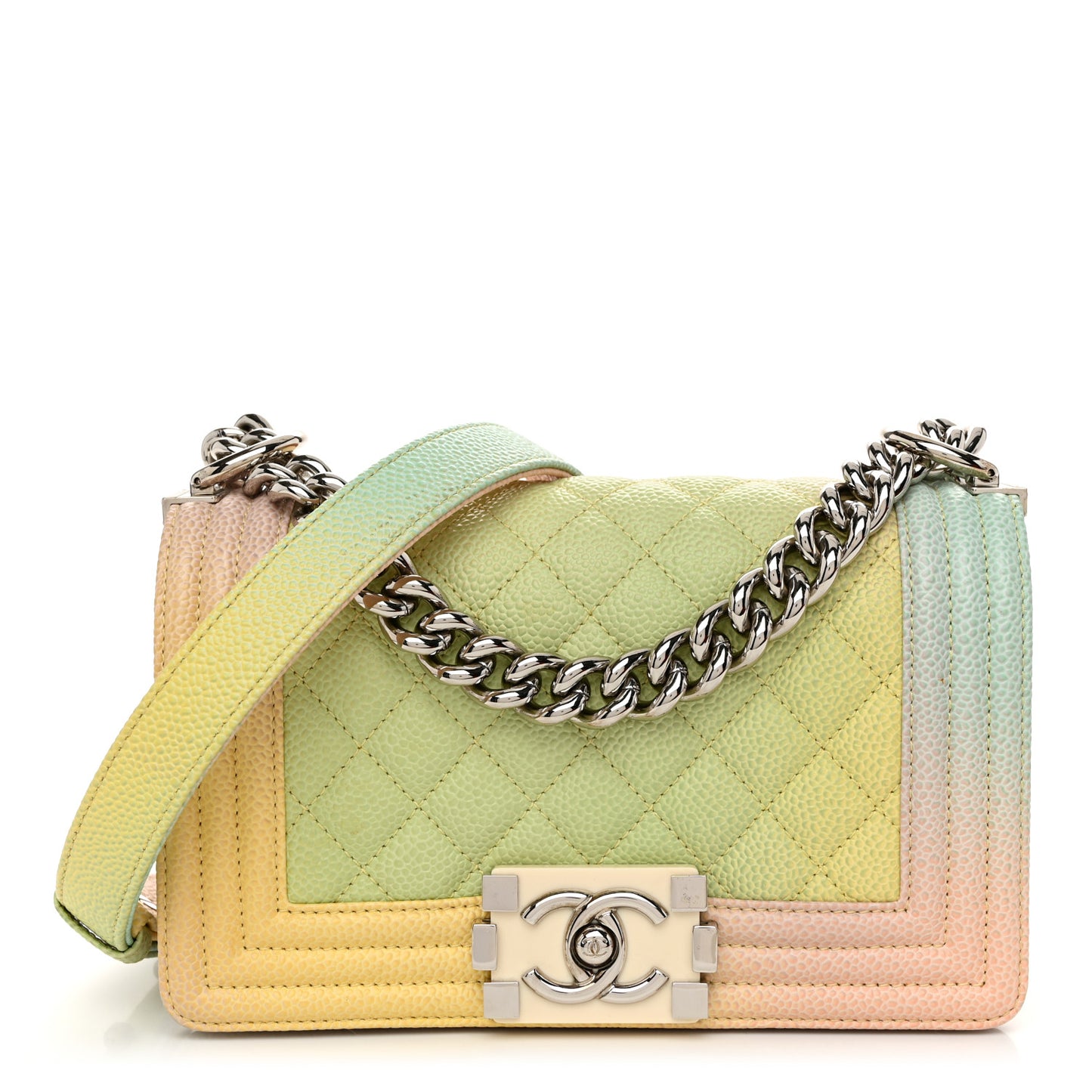 Caviar Quilted Small Cuba Rainbow Boy Flap Multicolor